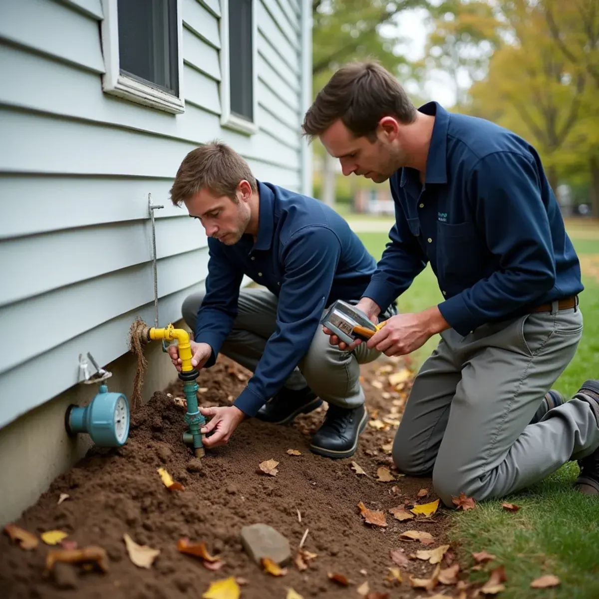 New natural gas meter and service line installed on a Yorktown Heights, NY home during an oil-to-gas conversion