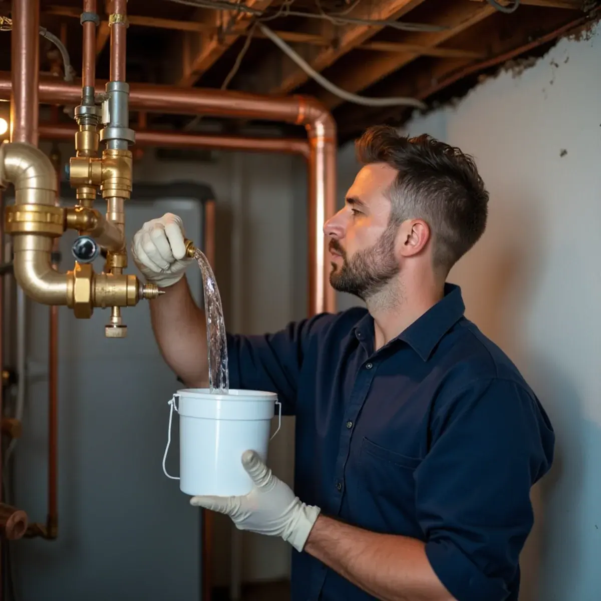 Technician purging air from boiler heating zones in a White Plains, NY basement
