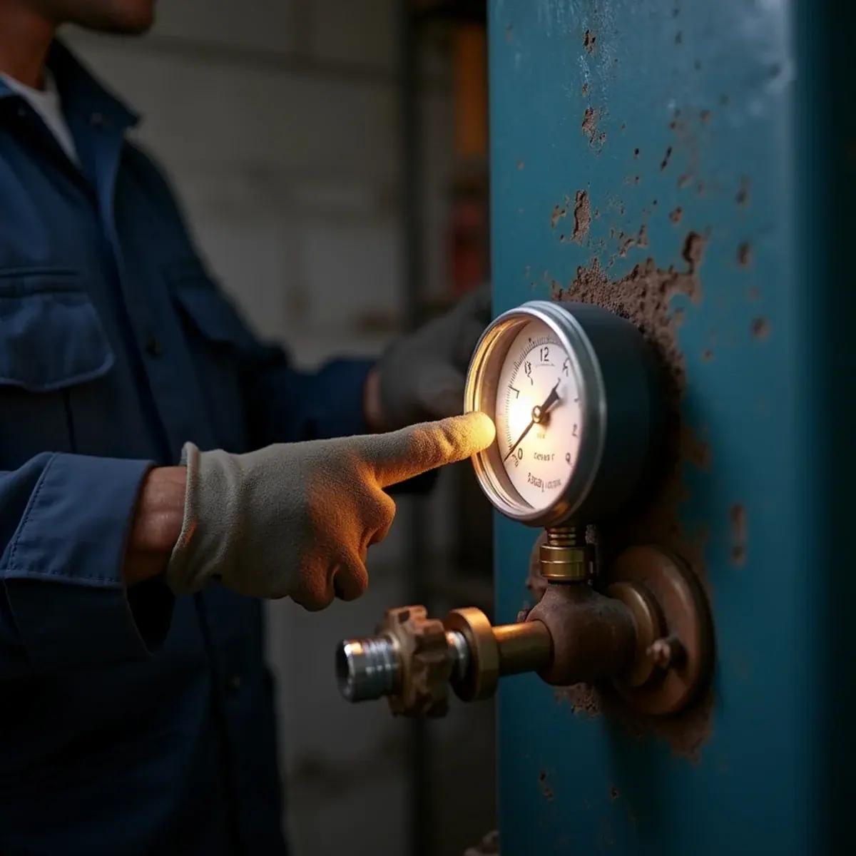 Close-up of boiler low-water cutoff and sight glass tested in Westchester, NY