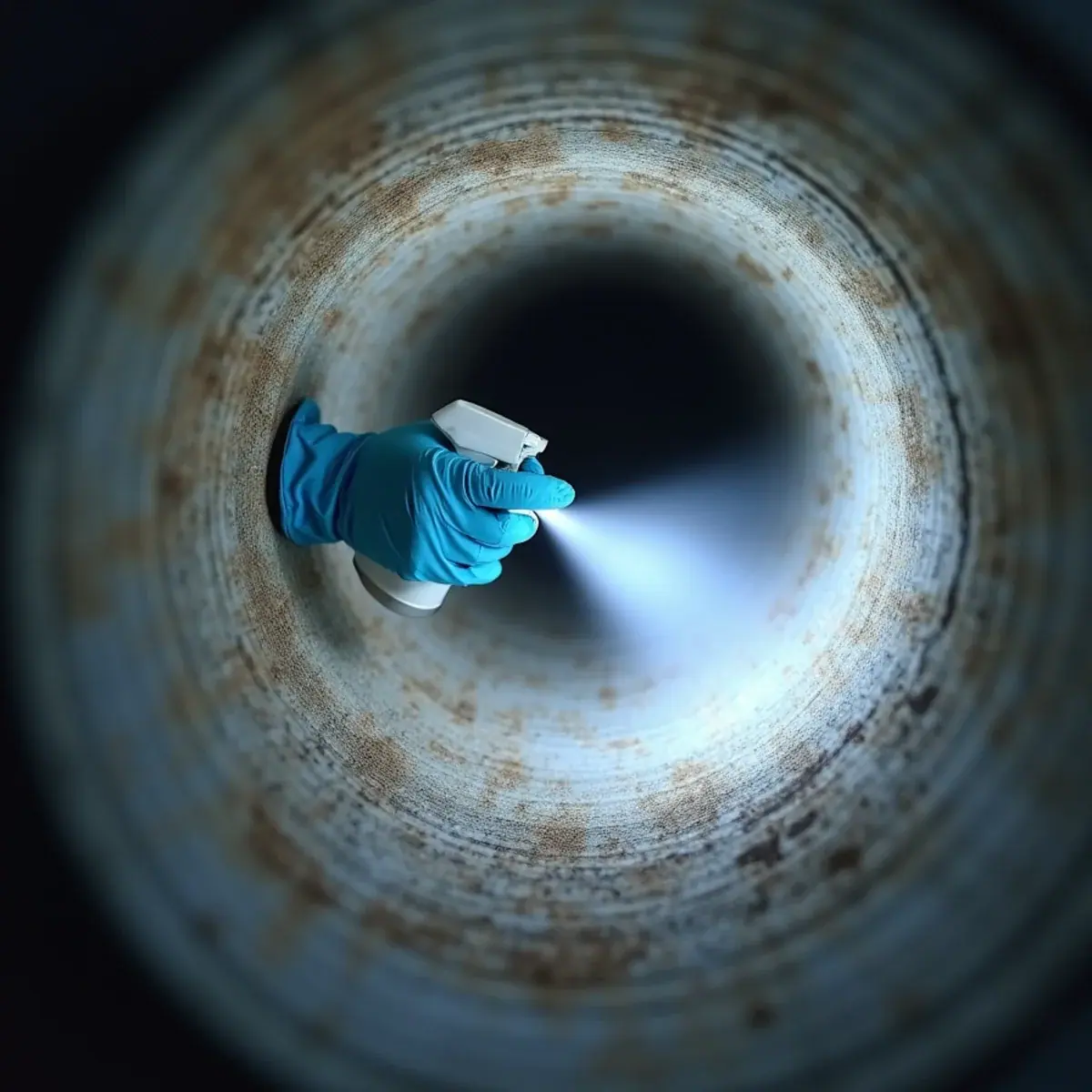 Close-up of a return duct interior being sanitized with non-toxic cleaner in Westchester, NY