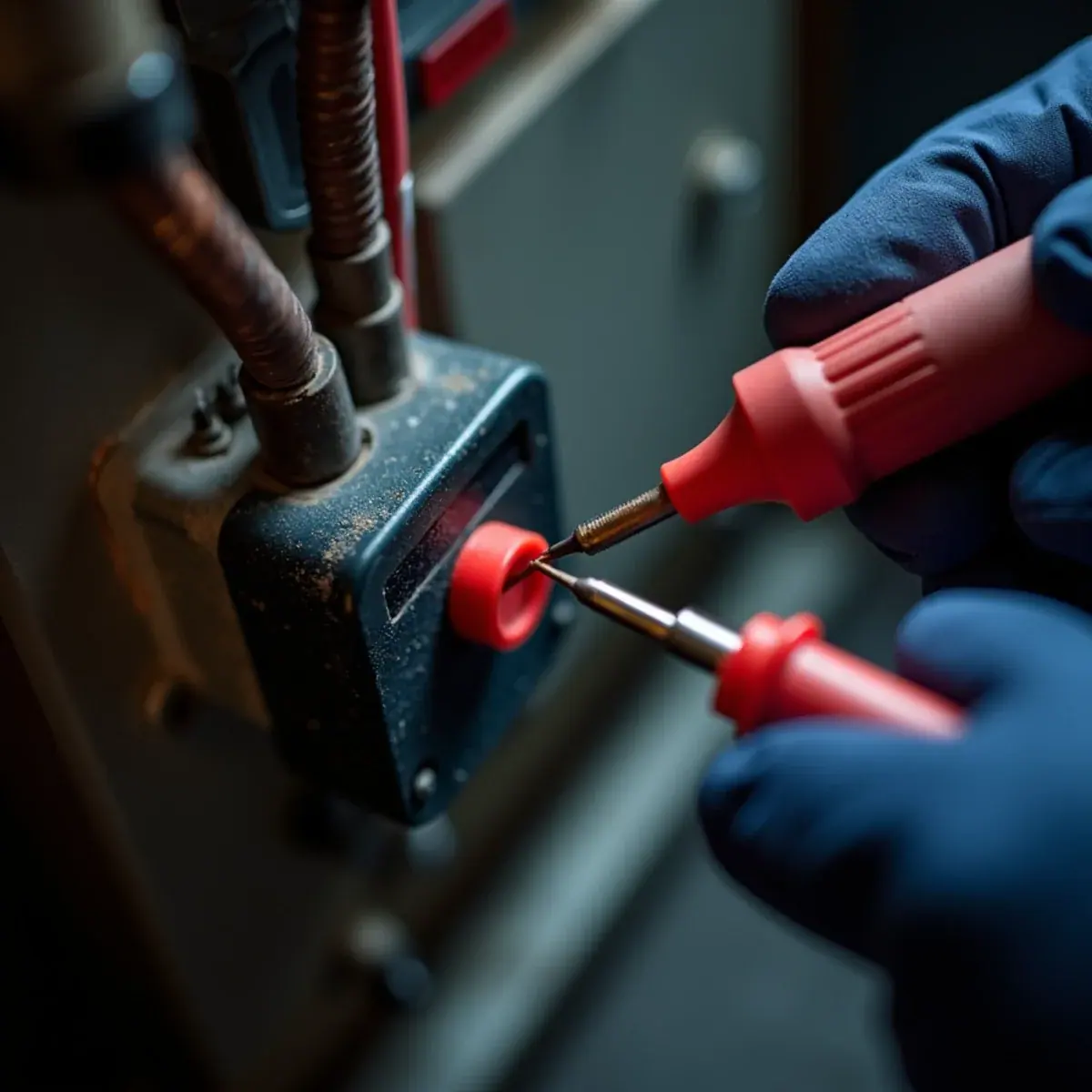 Close-up of oil burner primary control and reset button checked on a Westchester, NY no-heat call