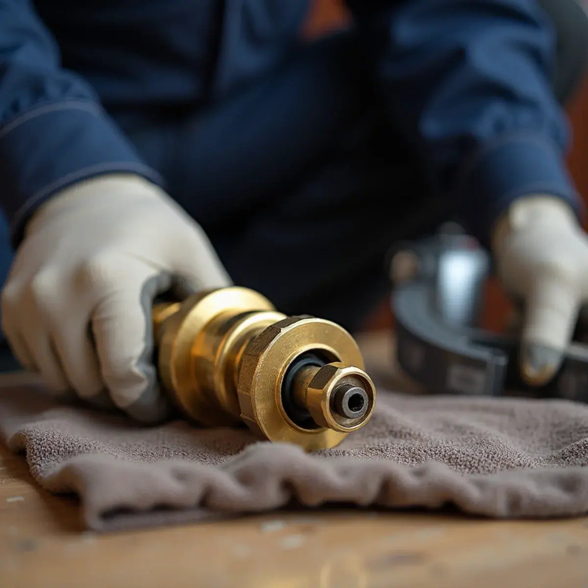 Close-up of oil burner nozzle and ignition electrodes being set in Westchester, NY
