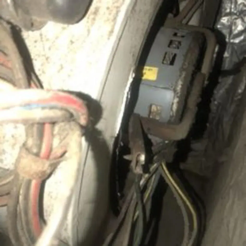 Worn wiring and relay inside an older air handler found during an emergency HVAC call in White Plains, NY