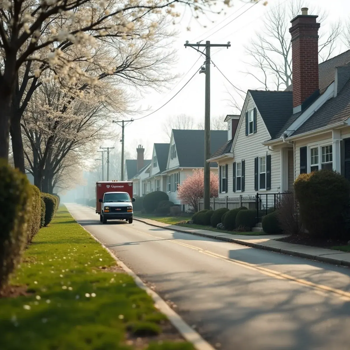 Cape Cod and colonial homes on a compact tree-lined street in Pleasantville, NY