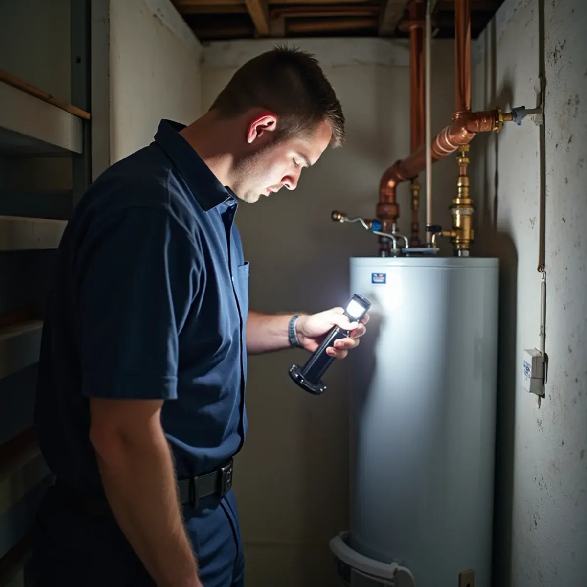 Newly installed water heater with fresh copper piping in a White Plains, NY basement